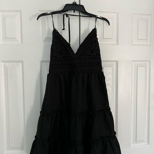 Black crocheted top sundress or coverup